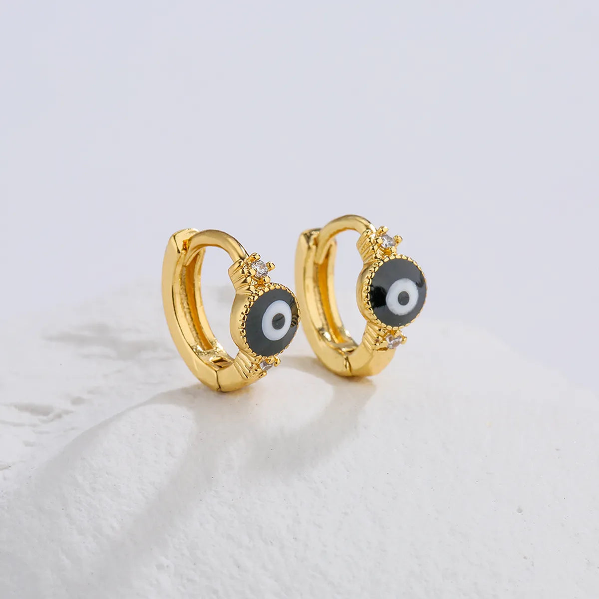 Simple 18k Gold Plated Zircon Dripping Oil Devil's Eye Earrings