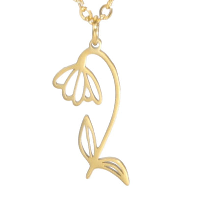 Simple 18k Real Gold Plating Non-fading Ten Birthday Month Flower 304 Material Diy Stainless Steel Pendant