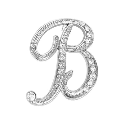 Simple 26 English Alphabet Diamond Brooch Wholesale