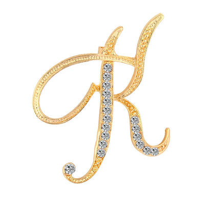 Simple 26 English Alphabet Diamond Brooch Wholesale