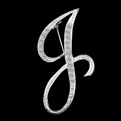 Simple 26 English Alphabet Diamond Brooch Wholesale