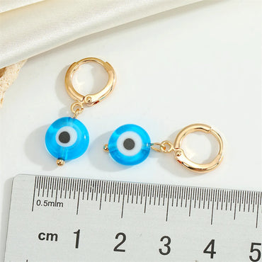 Simple Acrylic Round Demon Eye Turkish Eye Pendant Metal Earring Cross-border