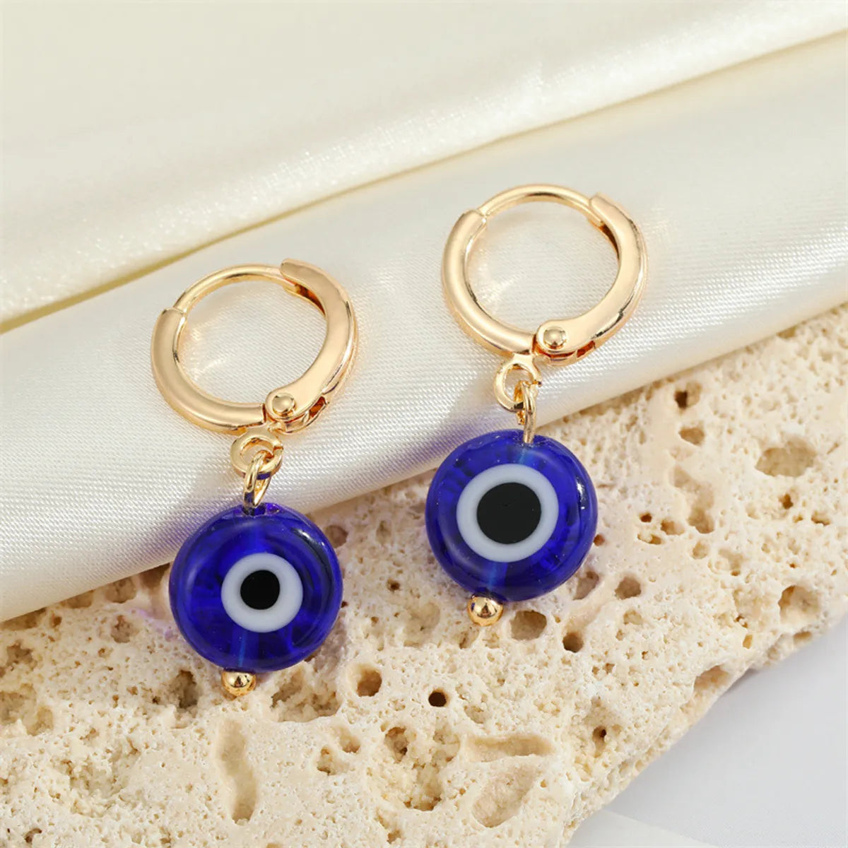 Simple Acrylic Round Demon Eye Turkish Eye Pendant Metal Earring Cross-border