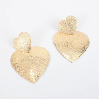 Simple Alloy Geometric Heart Earrings