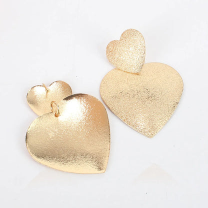 Simple Alloy Geometric Heart Earrings