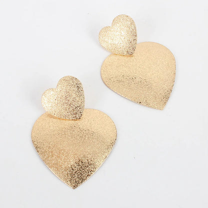 Simple Alloy Geometric Heart Earrings