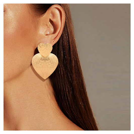 Simple Alloy Geometric Heart Earrings