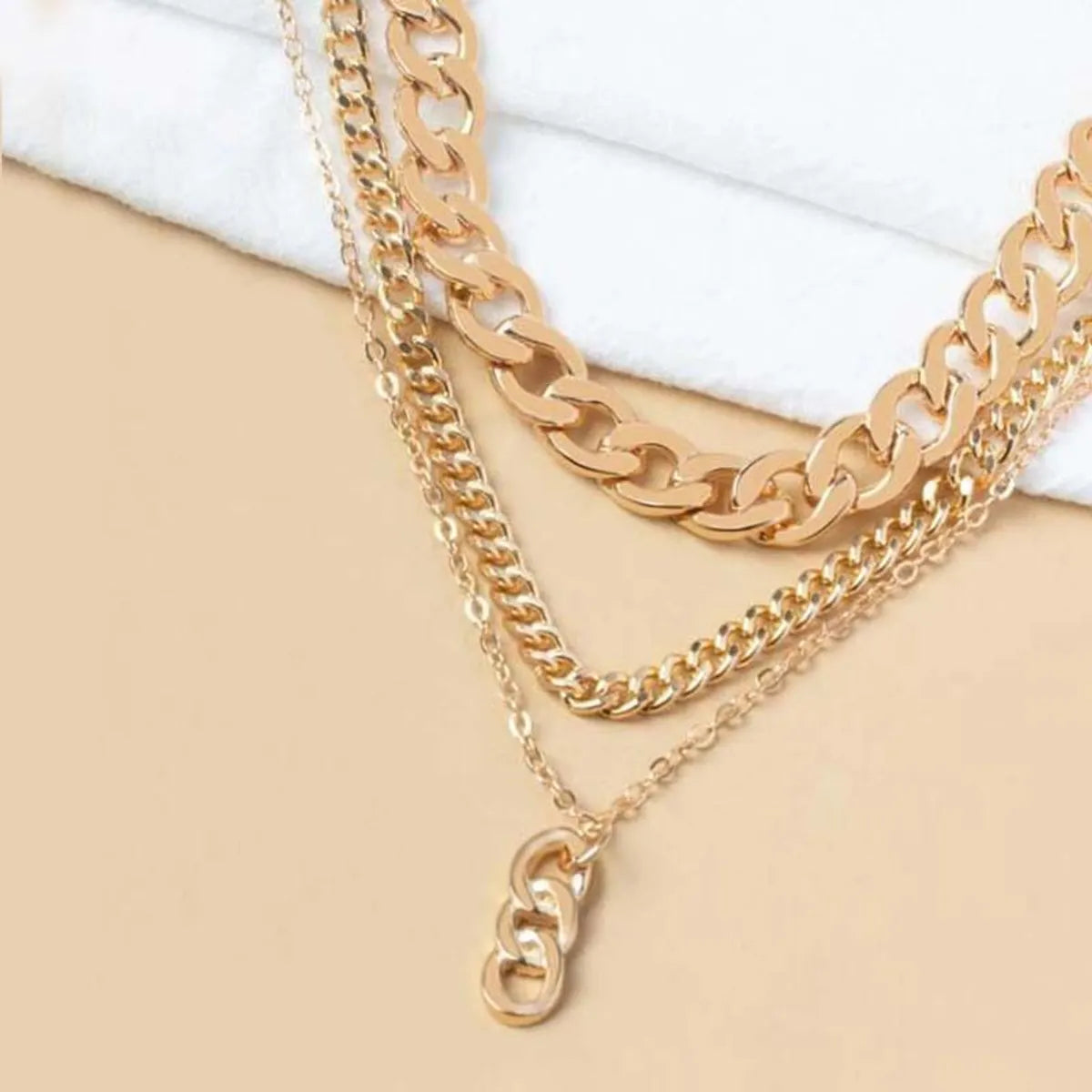 Simple Alloy Necklace Hip-hop Thick Stitching Multi-layer Clavicle Chain