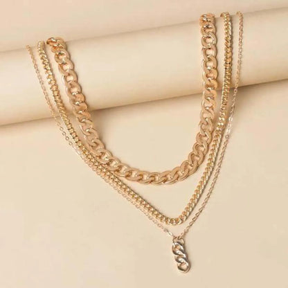 Simple Alloy Necklace Hip-hop Thick Stitching Multi-layer Clavicle Chain