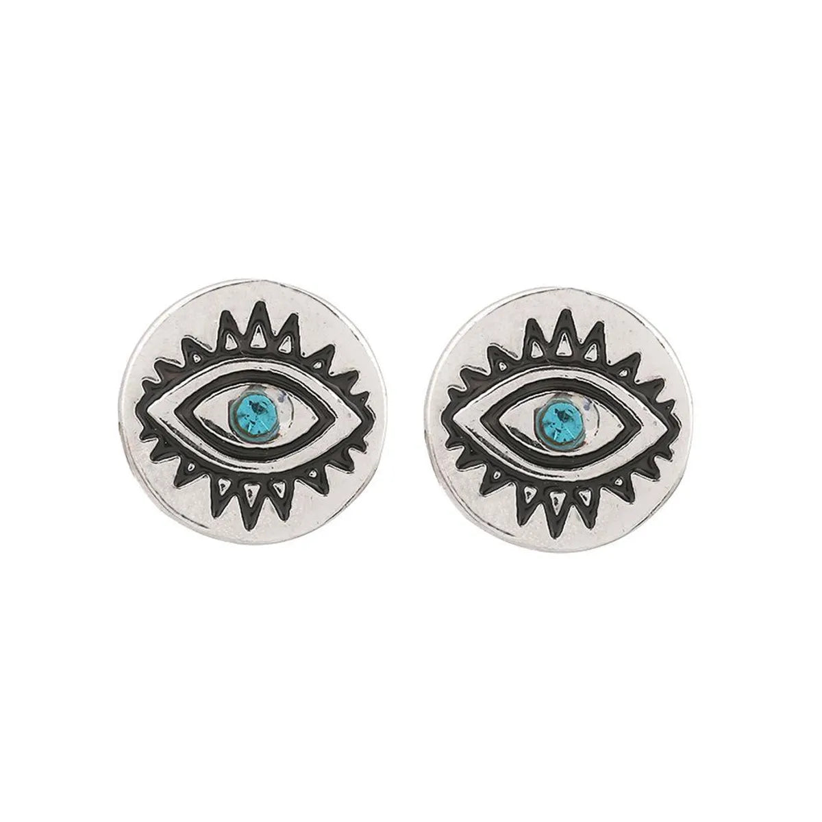 Simple Alloy With Diamonds Fatima Devil&#39;s Eye Eye Stud Earrings Nhhn154614