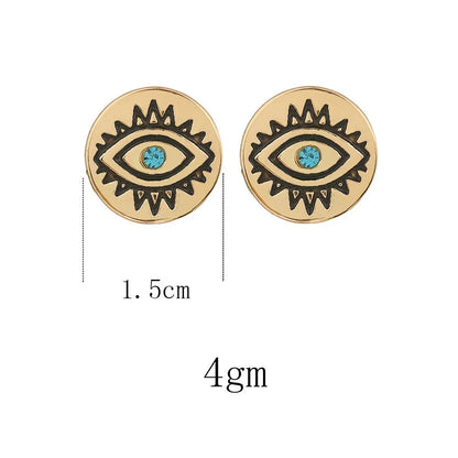 Simple Alloy With Diamonds Fatima Devil&#39;s Eye Eye Stud Earrings Nhhn154614