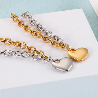 Simple And Creative Gold Stainless Steel Heart Bracelet Wholesale