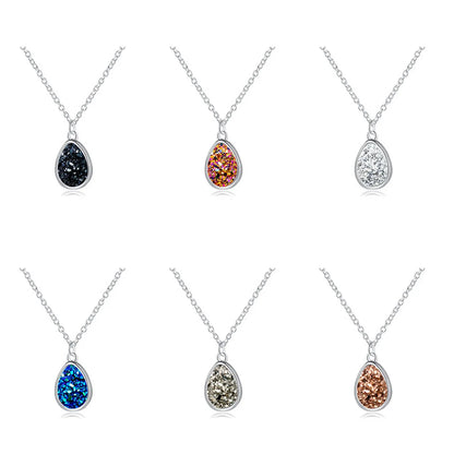 Simple And Versatile Resin Imitation Natural Stone Love Drop Shape Necklace