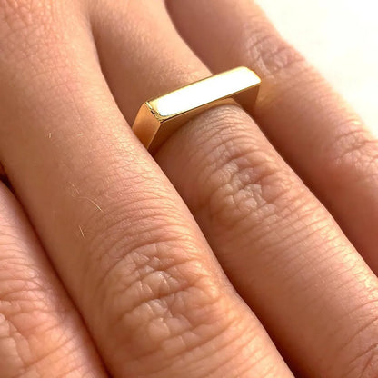 Simple Atmosphere Golden Flat Index Finger Copper Plated 18k Gold Ring Wholesale