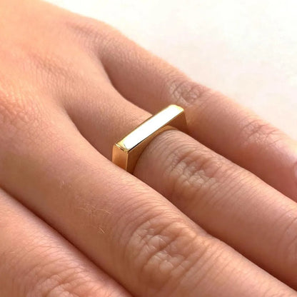 Simple Atmosphere Golden Flat Index Finger Copper Plated 18k Gold Ring Wholesale