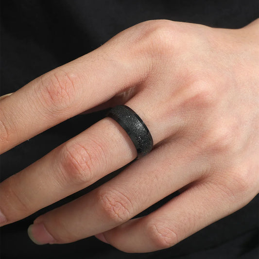 Simple Black Men'S And Women'S Titanium Steel Hypoallergenic Rings Wholesale