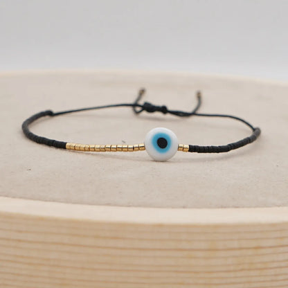 Simple Bohemian Glass Lucky Eyes Beaded Couple Bracelet