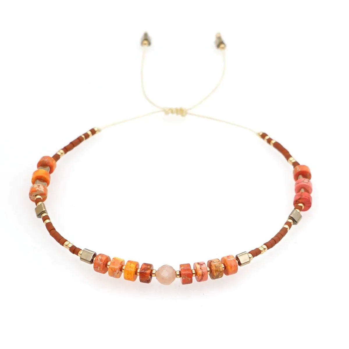 Simple Bohemian Orange Red Beaded Stone Miyuki Suit Small Bracelet Female