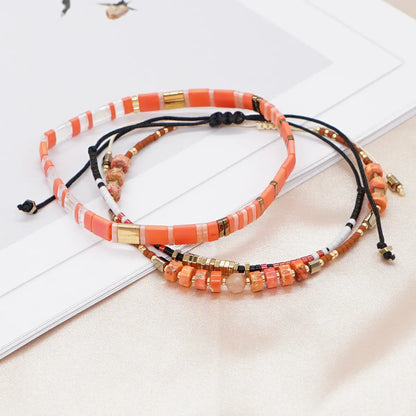 Simple Bohemian Orange Red Beaded Stone Miyuki Suit Small Bracelet Female