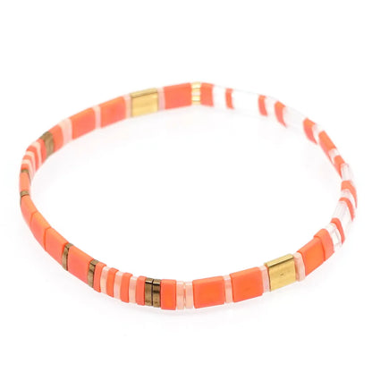 Simple Bohemian Orange Red Beaded Stone Miyuki Suit Small Bracelet Female