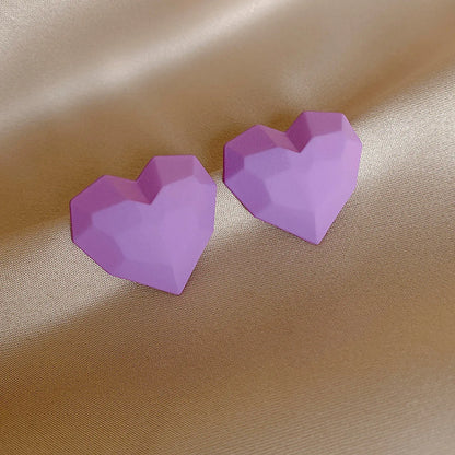 Simple Candy Color Heart-shaped Stud Earrings