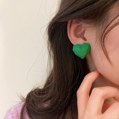 Simple Candy Color Heart-shaped Stud Earrings