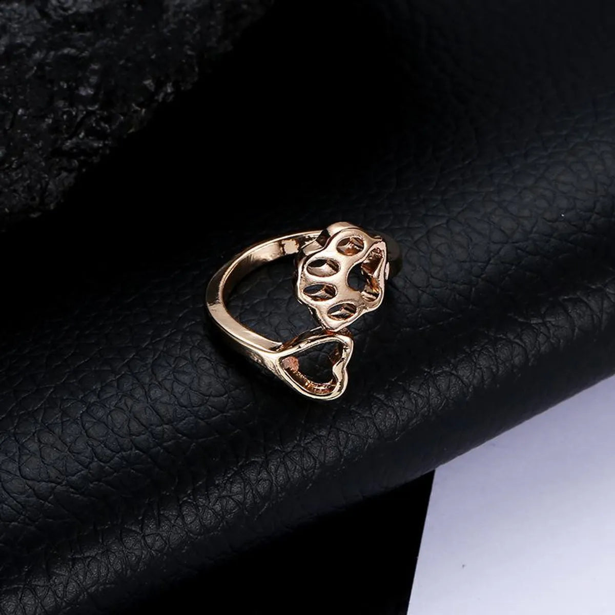 Simple Cat Paw Dog Paw Ring Hollow Love Dog Paw Print Ring Open Tail Ring