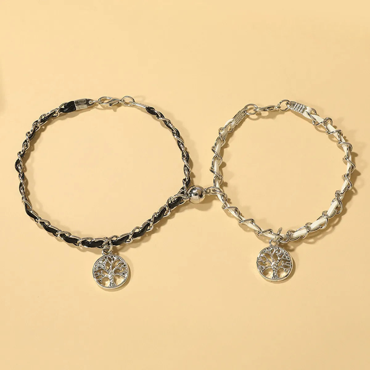 Simple Chain Magnetic Snap Lucky Tree Couple Bracelet