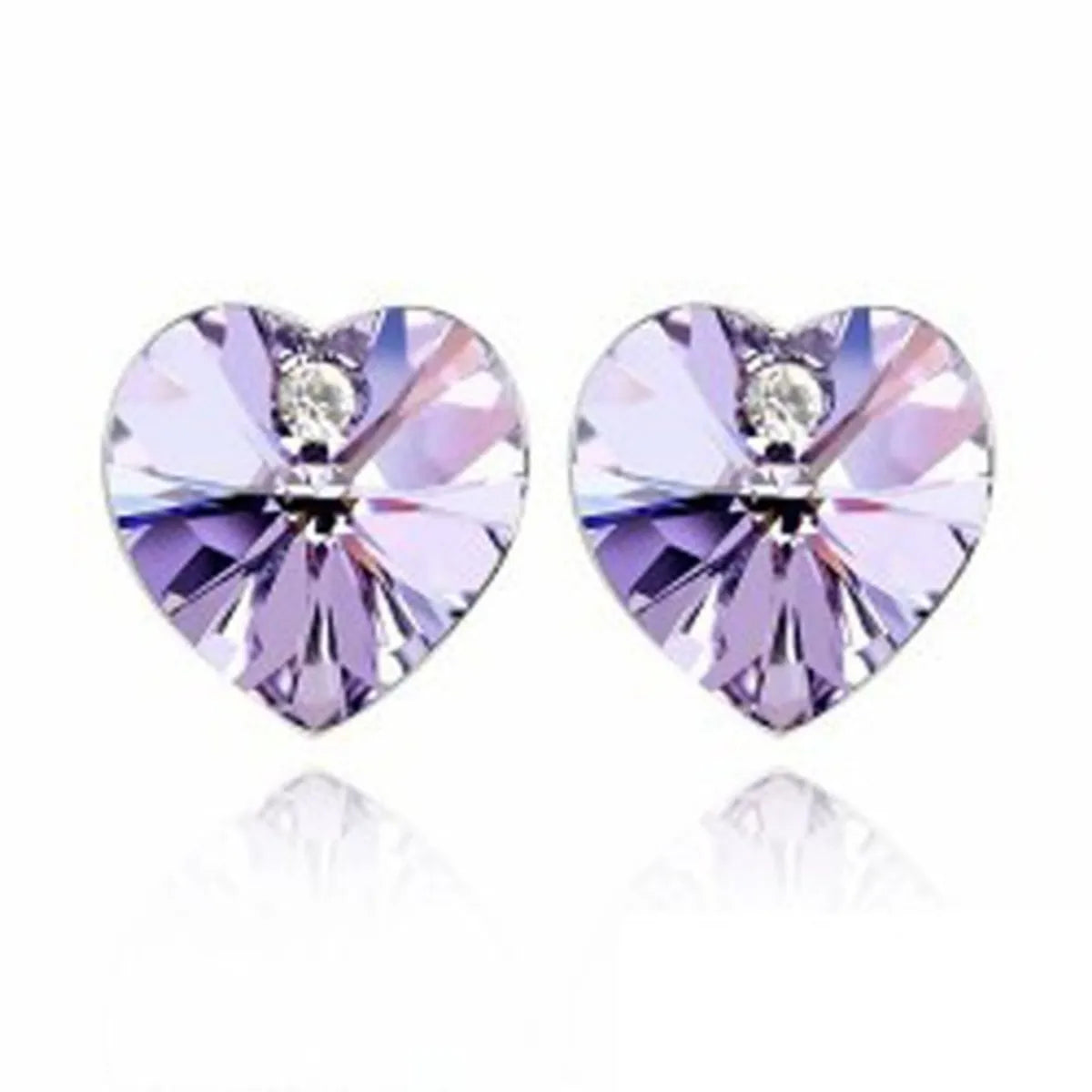 Simple Colorful Heart Crystal Stud Earrings