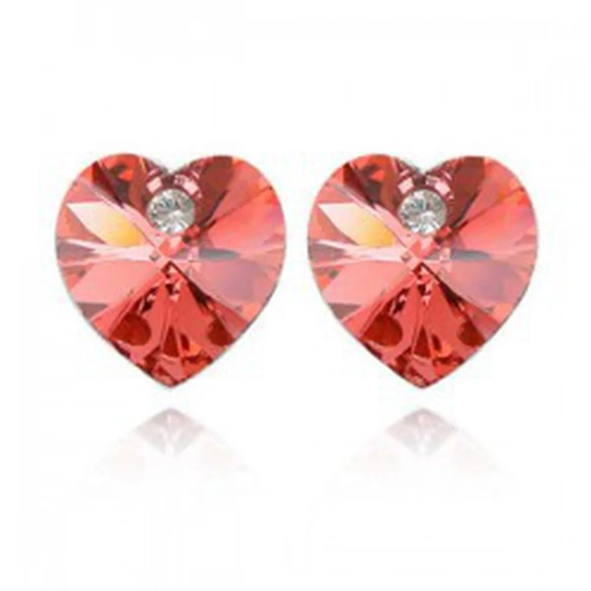 Simple Colorful Heart Crystal Stud Earrings