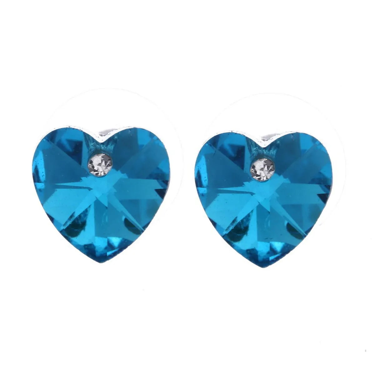 Simple Colorful Heart Crystal Stud Earrings