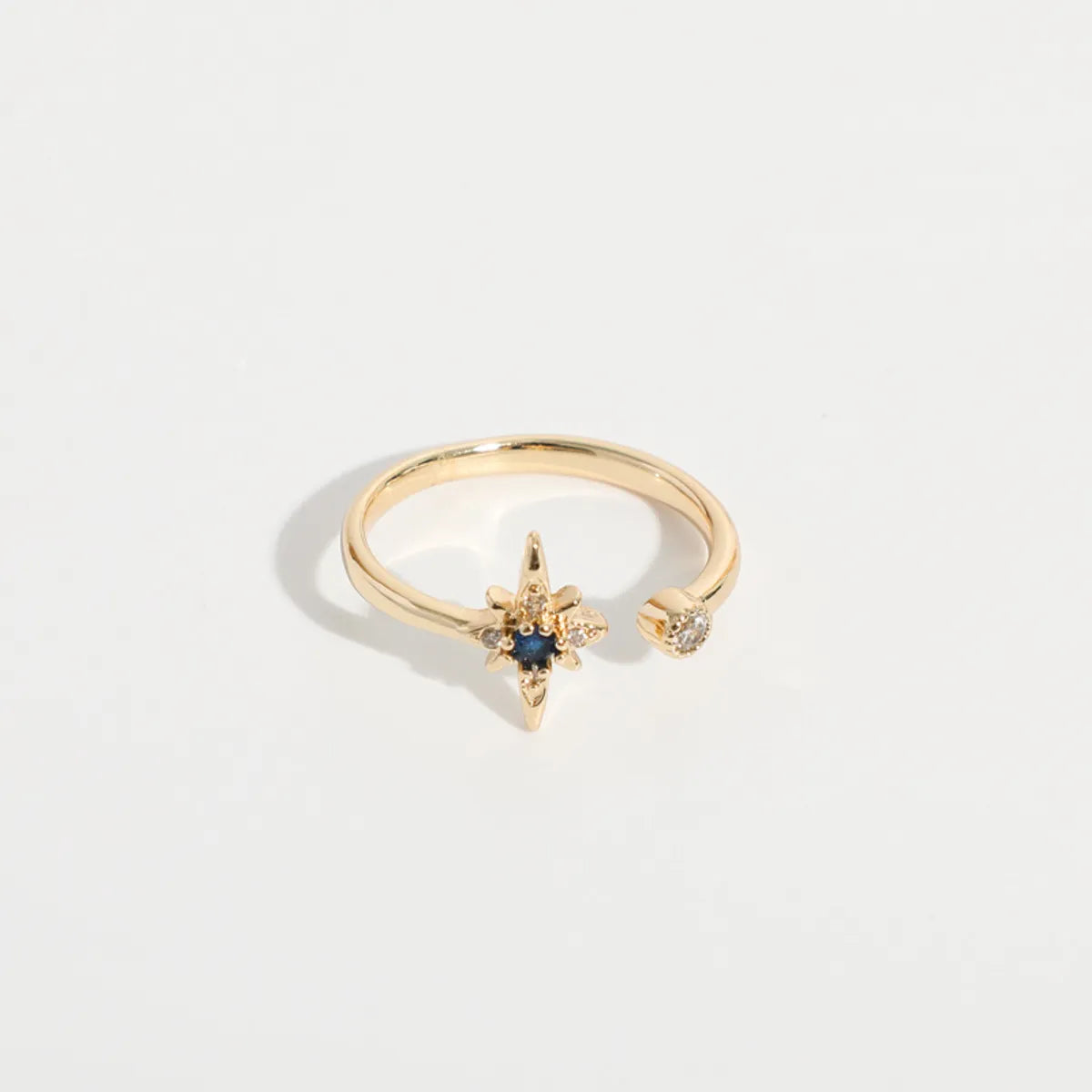 Simple Constellation Shape Copper Plated 14k Real Gold Open Ring