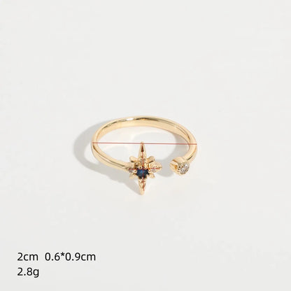 Simple Constellation Shape Copper Plated 14k Real Gold Open Ring