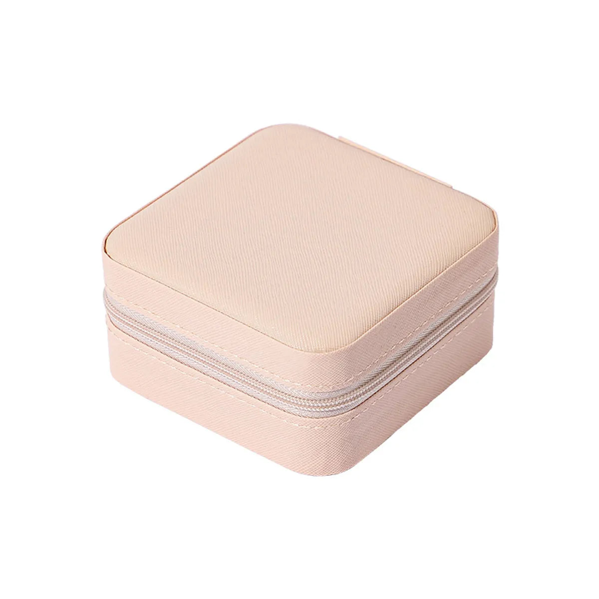 Simple Convenient Square Solid Color Zipper Jewelry Box