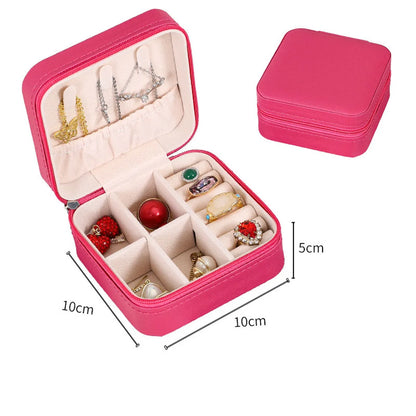 Simple Convenient Square Solid Color Zipper Jewelry Box