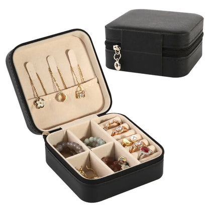 Simple Convenient Square Solid Color Zipper Jewelry Box