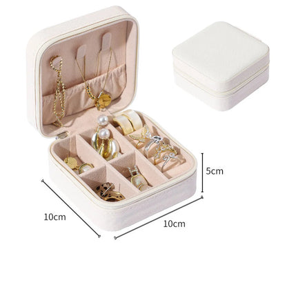 Simple Convenient Square Solid Color Zipper Jewelry Box