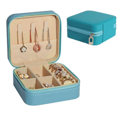 Simple Convenient Square Solid Color Zipper Jewelry Box