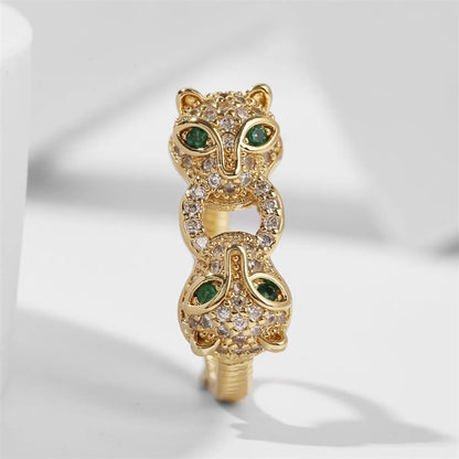 Simple Copper Inlaid Zirconium Leopard Open Ring Wholesale Nihaojewelry