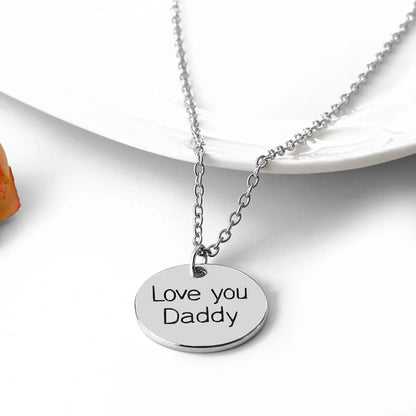 Simple Creative Father's Day Gift Glossy Alloy Round Letter Dripping Oil Necklace