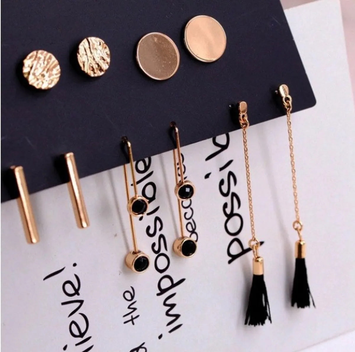 Simple Creative Geometric Snake Star Butterfly Tassel Ear Studs Earrings Set