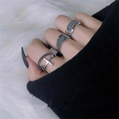 Simple Cross Exaggerated Alloy Chain Ring