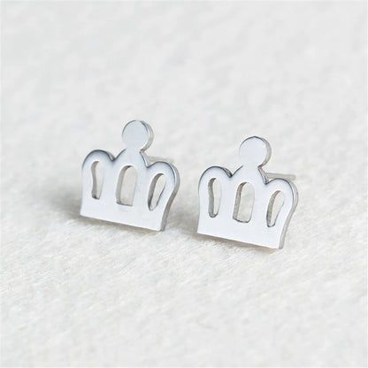 Simple Crown Stainless Steel Earrings