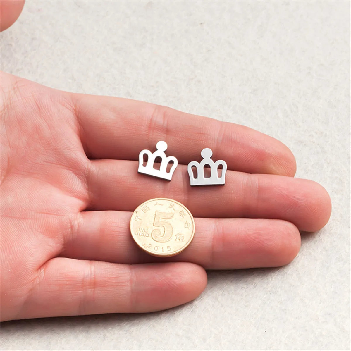 Simple Crown Stainless Steel Earrings