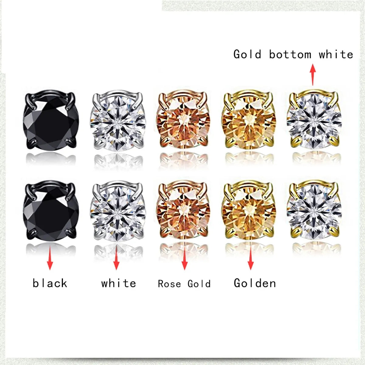 Simple Cube Color Diamond Copper Magnetic Earrings