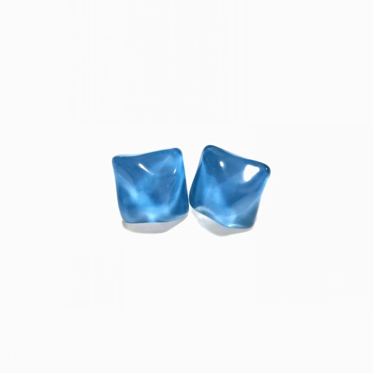 Simple Design Jelly Color Blue Wave Refreshing Water Ripple Ice Blue Square Resin Earrings