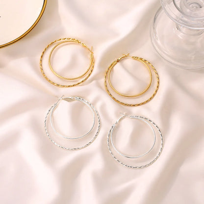 Simple  Double-layer Big Circle Earrings