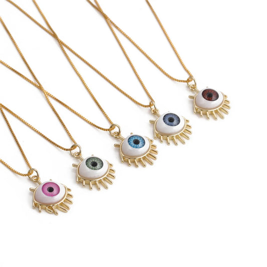 Simple Dripping Evil Eye Pendant Copper Zircon Necklace Wholesale