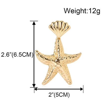 Lady Fashion Ethnic Style Starfish Plating Inlaid Shell Alloy No Inlaid Earrings