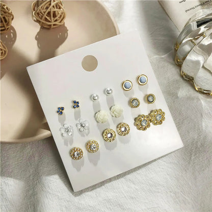 Simple Earrings Mini Earrings Pure Flowers Gentle Princess Diamond Crystal Earring Set Wholesale Nihaojewelry